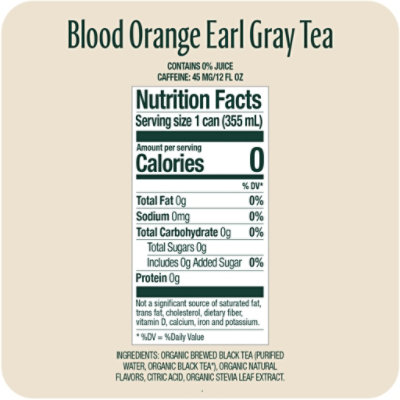 Zevia Organic Earl Grey Tea Blood Orange Zero Sugar Iced Tea - 12 Fl. Oz. - Image 2