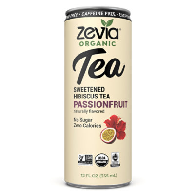 Zevia Organic Hibiscus Tea Passionfruit Caffeine Free Zero Sugar Iced Tea - 12 Fl. Oz.