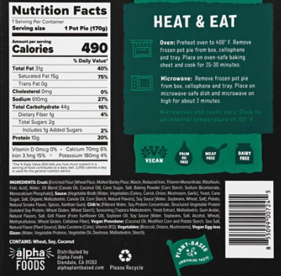 Alpha Foods Pot Pie Plant Based Handheld Chikn Veggie - 6 Oz - Image 6