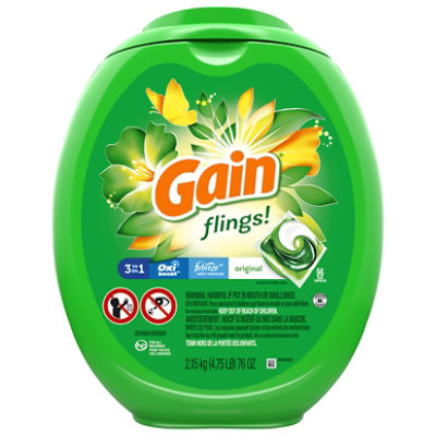 Gain flings! HE Compatible Original Scent Liquid Laundry Detergent Soap Pacs - 96 Count - Image 3