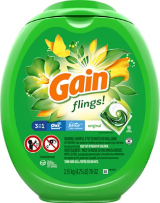 Gain flings! HE Compatible Original Scent Liquid Laundry Detergent Soap Pacs - 96 Count - Image 2