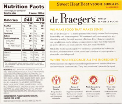 Dr. Praegers Veggie Burgers Sweet Heat Beet 2 Count - 8 Oz - Image 6