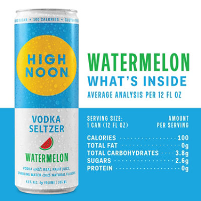 High Noon Watermelon Flavored Vodka & Soda Can 4.5% Abv - 355 Ml - Image 2