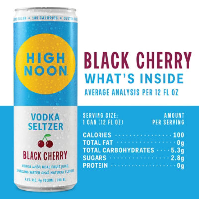 High Noon Black Cherry  Flavored Vodka & Soda Can 4.5% Abv - 355 Ml - Image 4