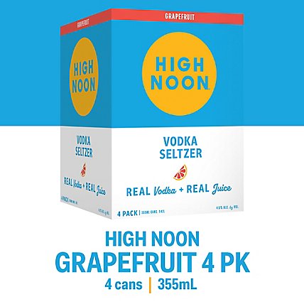 High Noon Grapefruit Vodka Hard Seltzer Single Serve Cans - 4-355 Ml  - Image 1