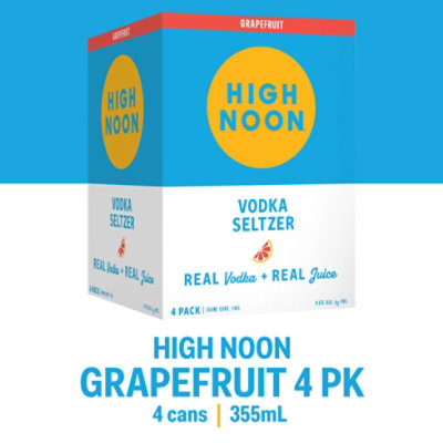 High Noon Grapefruit Vodka Hard Seltzer Single Serve Cans - 4-355 Ml
