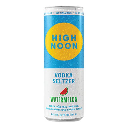 High Noon Watermelon Vodka Hard Seltzer Single Serve Cans - 4-355 Ml  - Image 1