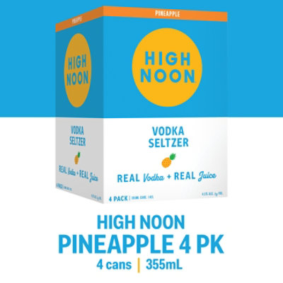 High Noon Pineapple Vodka Hard Seltzer Single Serve Cans - 4-355 Ml  - Image 2