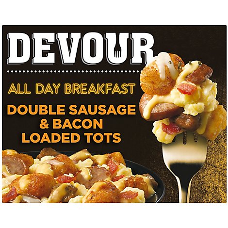 Devour Frozen Entrees/Sides Double Sausage & Bacon Loaded Tots Brinner - 9 Oz