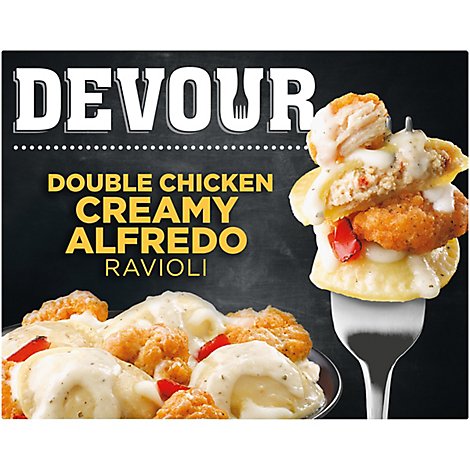 DEVOUR Ravioli Creamy Alfredo With Double Chicken - 9.8 Oz