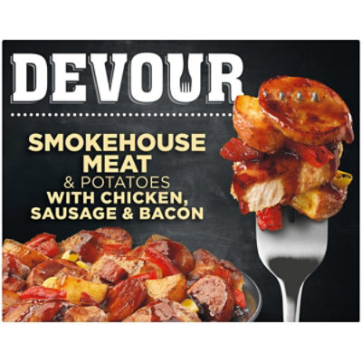 DEVOUR Smokehouse Meat & Potatoes with Chicken Sausage & Bacon Frozen Meal Box - 9.8 Oz - Image 1