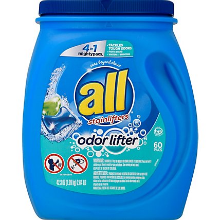 all Laundry Detergent Liquid With Odor Lifter Mighty Pacs - 60 Count - Image 2