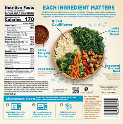 Healthy Choice Power Bowls Spicy Beef Teriyaki With Riced Cauliflower Frozen Meal - 9.25 Oz - Image 6