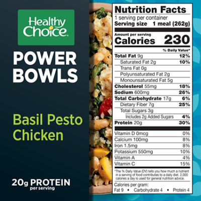 Healthy Choice Power Bowls Basil Pesto Chicken With Riced Cauliflower Frozen Meal - 9.25 Oz - Image 3