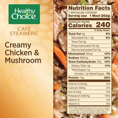 Healthy Choice Cafe Steamers Creamy Chicken Mushroom Frozen Meal - 9.25 Oz - Image 4