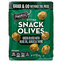 Signature Select Olives Snack Pitted Green Garlic - 1.05 Oz - Image 1