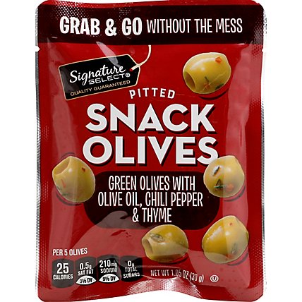 Signature Select Olives Snack Pitted Green Chili - 1.05 Oz - Image 2