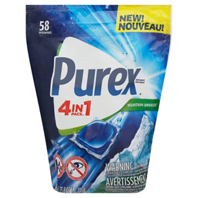 Purex Lauindry Detergent Pacs 4 In 1 Pacs Mountain Breeze - 58 Count