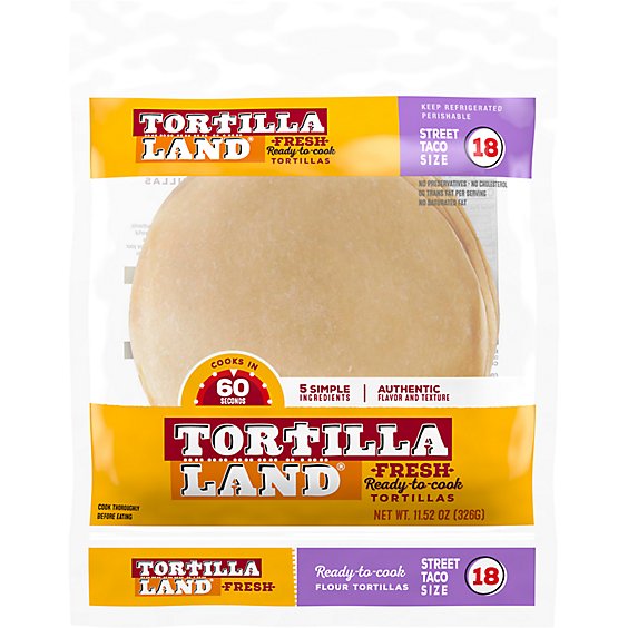 TortillaLand Uncooked Flour Tortillas Street Taco Size - 18 Count