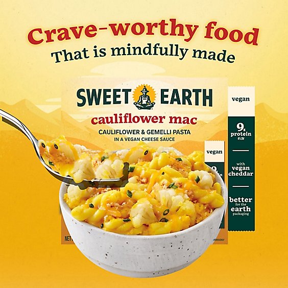 Sweet Earth Cauliflower Plant Based Pasta Vegan Mac Bowl Frozen Dinner - 9 Oz