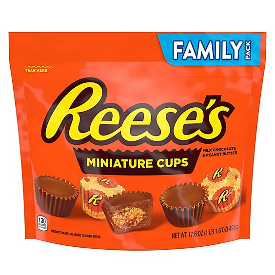 REESE'S Miniatures Milk Chocolate Peanut Butter Cups Candy Family Pack - 17.6 Oz