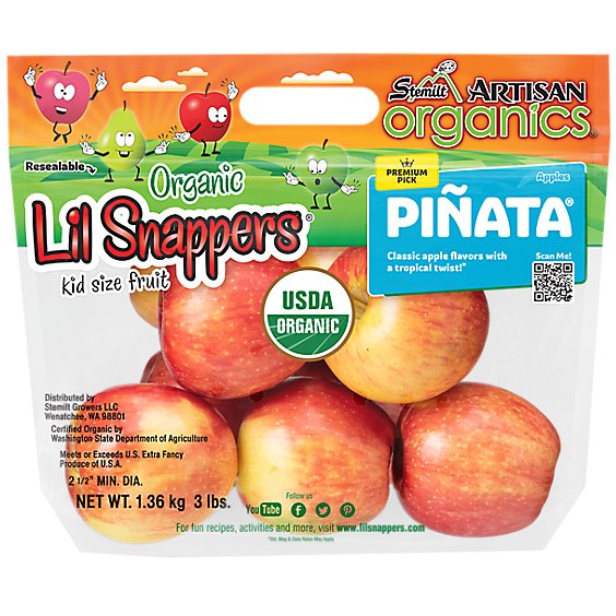 Apples Pinata Organic Prepacked - 3 Lb