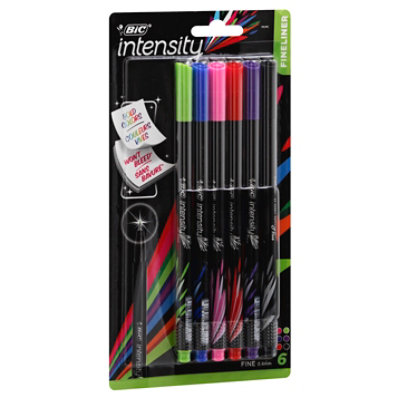 BIC Intensity Fineliner Marker Pens Fine Point 0.4 mm Assorted Ink Colors  Pack Of 10 Pens - Office Depot