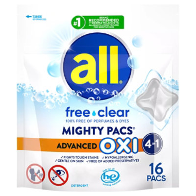 all Free Clear Mighty Pacs OXI Unit Dose Laundry Detergent - 16 Count - Image 2