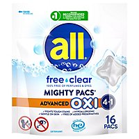 all Free Clear Mighty Pacs OXI Laundry Detergent Pacs - 16 Count - Image 1
