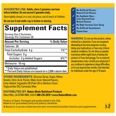 Nature Made Dietary Supplement Gummies Melatonin 10 Mg - 70 Count - Image 4