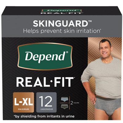 Depend Real Fit Men's Adult Incontinence Underwear Maximum Absorbency Size Large Extra Large - 12 Count