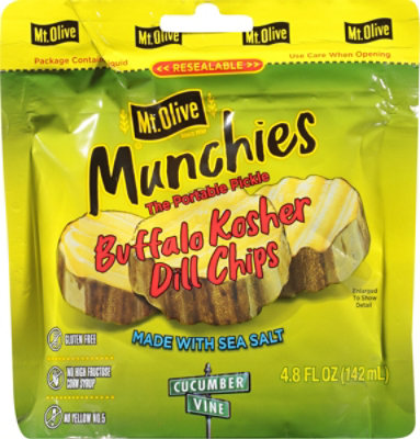 Mt Olive Buffalo Kosher Dill Chips In Pouches - 4.8 Fl. Oz. - Image 1