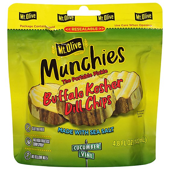 Mt Olive Buffalo Kosher Dill Chips In Pouches - 4.8 Fl. Oz.