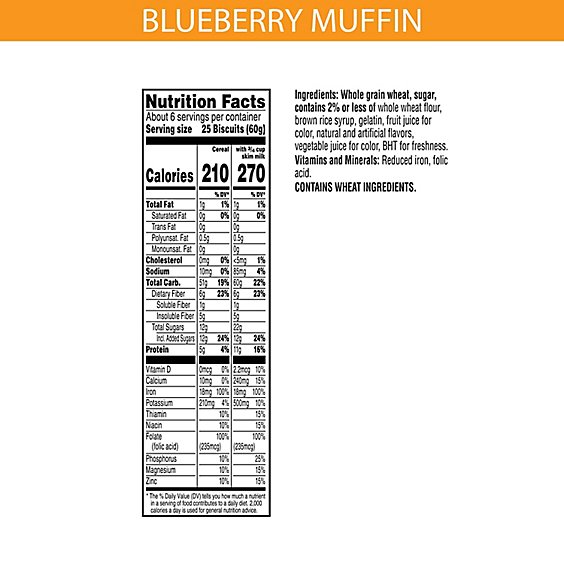 Frosted Mini-Wheats High Fiber Blueberry Breakfast Cereal - 14.3 Oz