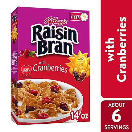 Raisin Bran Breakfast Cereal Fiber Cereal Original with Cranberries - 14 Oz - Image 2