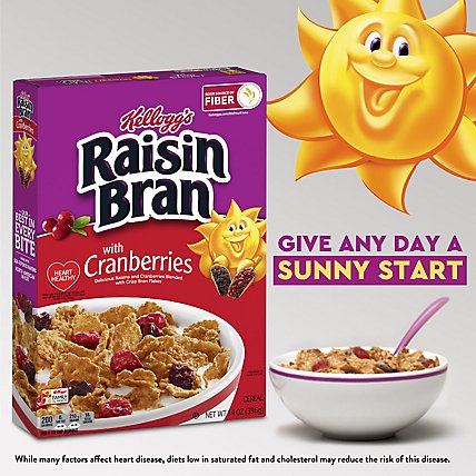Raisin Bran Breakfast Cereal Fiber Cereal Original with Cranberries - 14 Oz - Image 5
