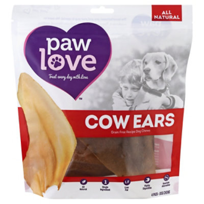 Pawlove Natural Cow Ear - 4 Count