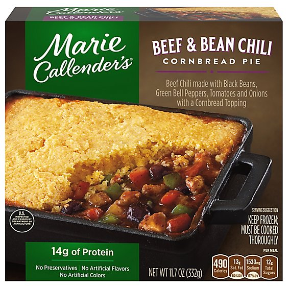 Marie Callenders Cornbread Pie Beef & Bean Chili - 11.7 Oz