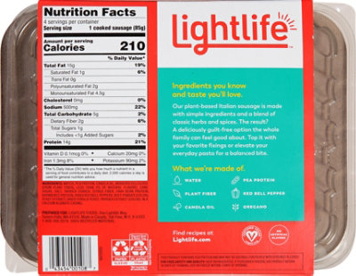 Lightlife Sausage Italian Free Gluten - 14 Oz - Image 6