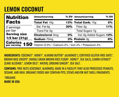 Kate's Real Food Lemon Coconut Bar - 2.2 Oz - Image 2