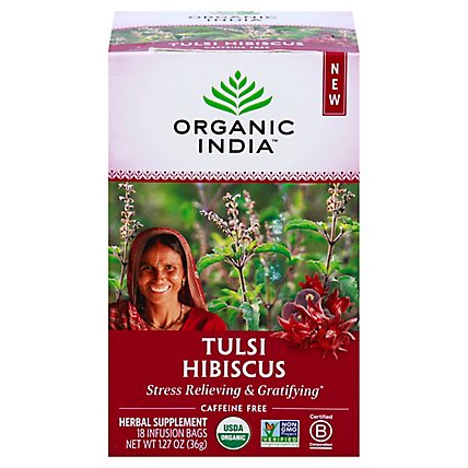 ORGANIC INDIA Herbal Supplement Tea Tulsi Hibiscus 18 Count - 1.27 Oz - Image 3
