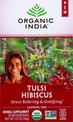 ORGANIC INDIA Herbal Supplement Tea Tulsi Hibiscus 18 Count - 1.27 Oz - Image 2