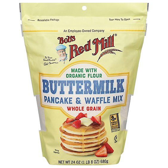 Bobs Red Mill Pancake & Waffle Mix Buttermilk Whole Grain - 24 Oz
