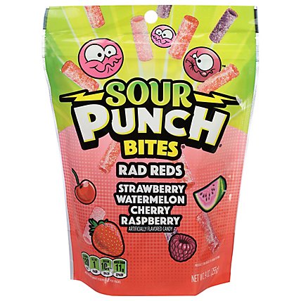Sour Punch Bites Chewy Candy Rad Reds Resealable Bag - 9 Oz - Image 2