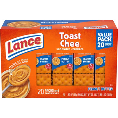 Lance ToastChee Peanut Butter Sandwich Crackers - 20 Ct - 1.52 Oz - Image 1