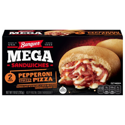 Banquet Mega Sandwiches Pepperoni Stuffed Pizza 2 Count - 10 Oz