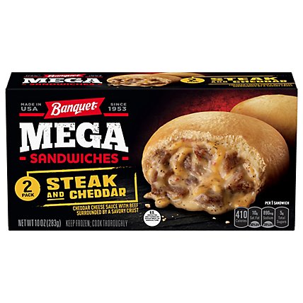 Banquet Mega Sandwiches Steak & Cheddar 2 Count - 10 Oz - Image 2