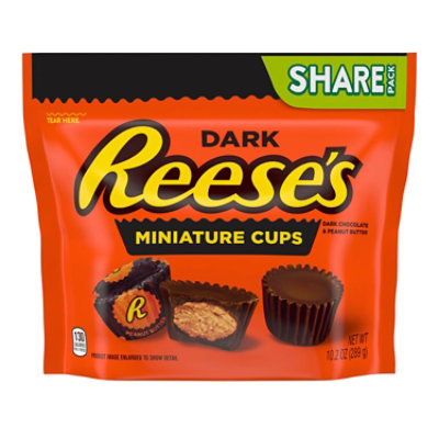 Reeses Miniatures Dark Chocolate Peanut Butter Cups Candy Share Pack - 10.2 Oz - Image 1