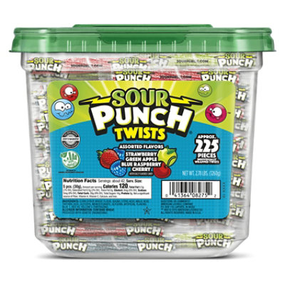 Sour Punch Twists Individual Wrapped Candy Assorted Jar - 2.59 Lb - Image 1