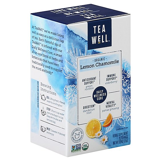 Tea Well Lemon Chamomile Herbal Supplement - 16 Count